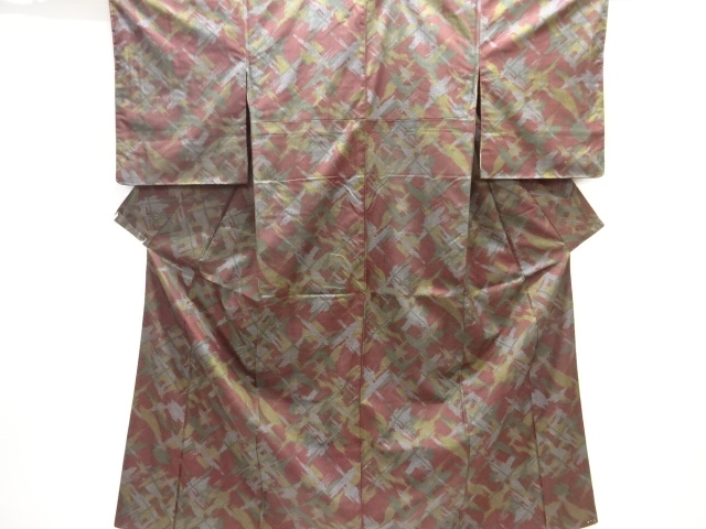 JAPANESE KIMONO / OMESHI / NISHIJIN-ORI / WOVEN BRUSH-MARKED